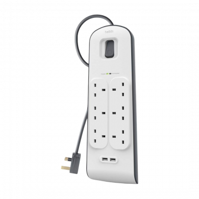 Belkin 6 Outlets 2M Surge Protection Strip with 2 USB Ports
