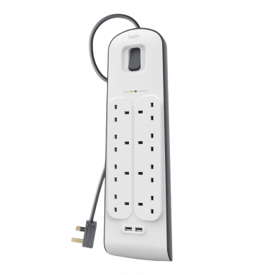 Belkin 8 Outlets 2M Surge Protection Strip with 2 USB Ports