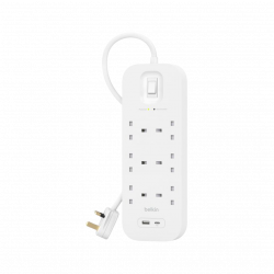 Belkin 6 Outlets 2M Surge Protection Strip with 2 USB Ports (TypeC+A)