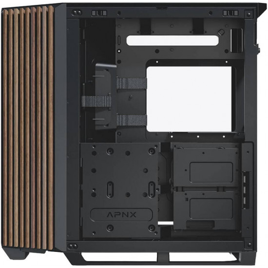 APNX V1 ATX Mid Tower (Glass Edition Wood) - Black