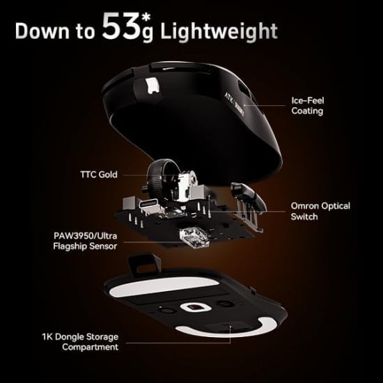 ATK A9 Ultra Tri-Mode Wireless Gaming Mouse – Black