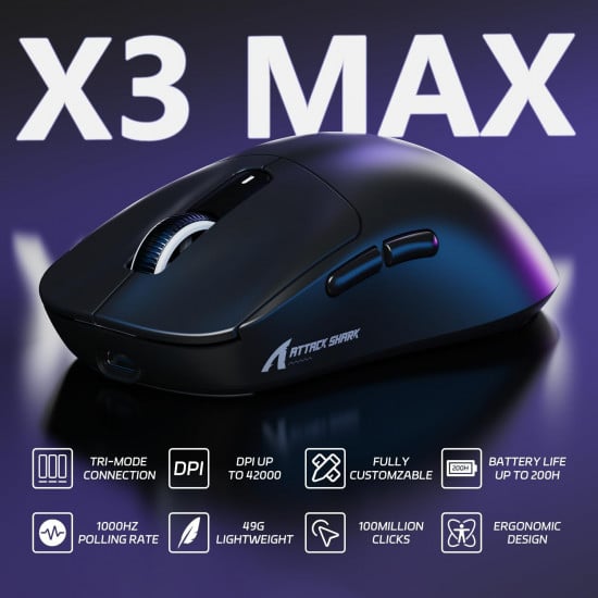 Attack Shark X3Max Tri-Mode Mouse – White