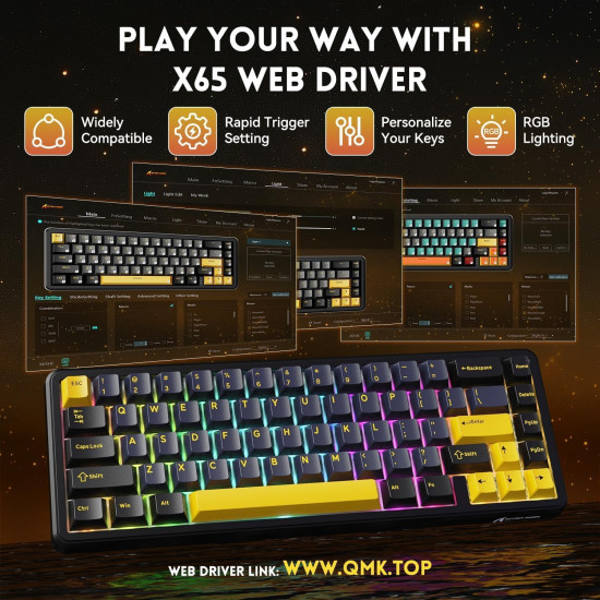 Attack Shark X65HE Wired RGB Mechanical Keyboard – Magnetic Switch - Starry Black Attack Shark X65HE Wired RGB Mechanical Keyboard – Magnetic Switch - Starry Black