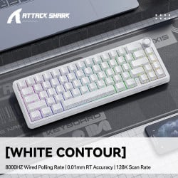 Attack Shark X65Pro Tri-Mode RGB Mechanical Keyboard with Knob – Magnetic Switch – White Contours Attack Shark X65Pro Tri-Mode RGB Mechanical Keyboard with Knob – Magnetic Switch – White Contours