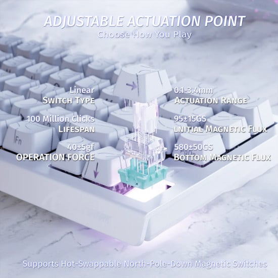 Attack Shark X68 Wired RGB Mechanical Keyboard - Magnetic Switch - Pink - Red Contours