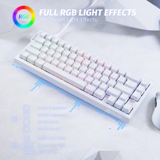 Attack Shark X68 Wired RGB Mechanical Keyboard - Magnetic Switch - Pink - Red Contours