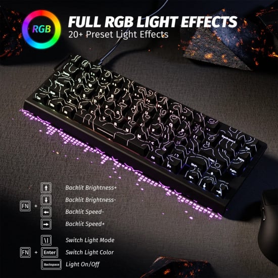 Attack Shark X68 Wired RGB Mechanical Keyboard – Magnetic Switch – Black Contours