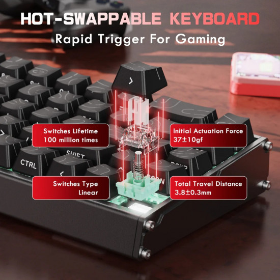 Attack Shark X68Max CNC Wired RGB Mechanical Keyboard - Magnetic Switch - Black Contours Attack Shark X68Max CNC Wired RGB Mechanical Keyboard - Magnetic Switch - Black Contours