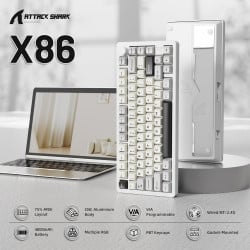 Attack Shark X86 CNC Tri-Mode RGB Mechanical Keyboard – Matcha Switch – Arabic – Starry White Attack Shark X86 CNC Tri-Mode RGB Mechanical Keyboard – Matcha Switch – Arabic – Starry White