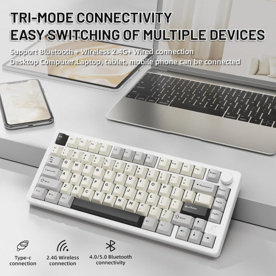 Attack Shark X86 CNC Tri-Mode RGB Mechanical Keyboard – Matcha Switch – Arabic – Starry White Attack Shark X86 CNC Tri-Mode RGB Mechanical Keyboard – Matcha Switch – Arabic – Starry White