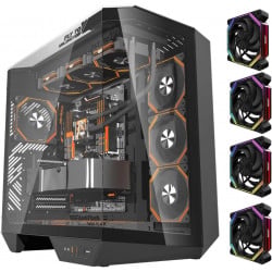 darkFlash DY470 ATX Case with 4 Fans - Black