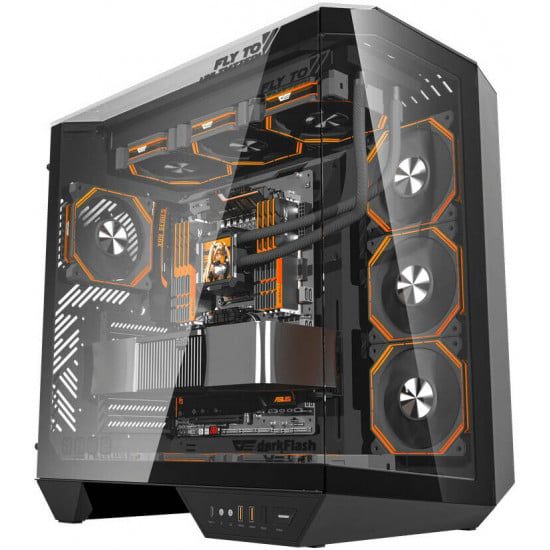 darkFlash DY470 ATX Case with 4 Fans - Black