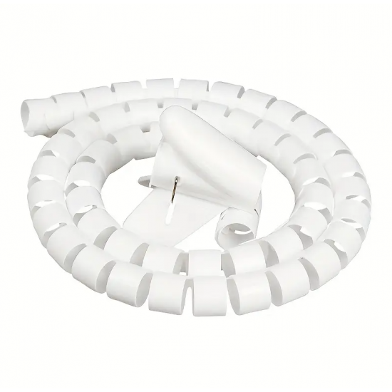 Flexible Polyethylene Spiral Wire Wrap Cable Organizer Sleeve - 28mm Dia 5M - White