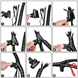 Flexible Polyethylene Spiral Wire Wrap Cable Organizer Sleeve - 16mm Dia 5M - Black