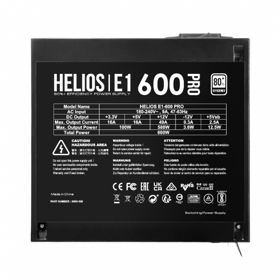 Gamdias HELIOS E1-600 Pro - 600W - PSU Gamdias HELIOS E1-600 Pro - 600W - PSU