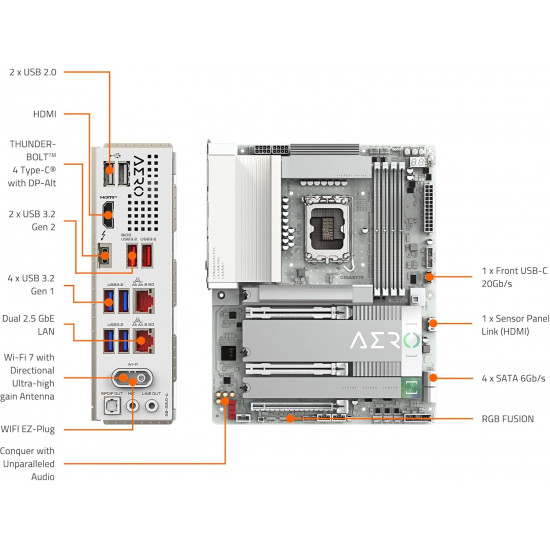 Gigabyte Z890 Aero G Motherboard - White Gigabyte Z890 Aero G Motherboard - White