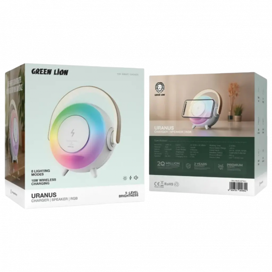 Green Lion Uranus Bluetooth Speaker with Table Lamp - White Green Lion Uranus Bluetooth Speaker with Table Lamp - White
