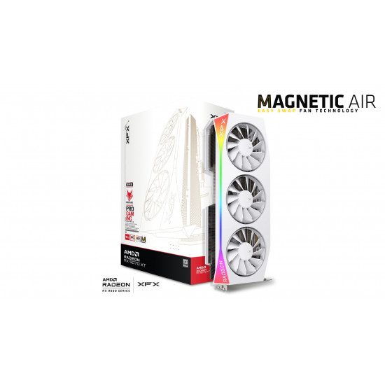 XFX Mercury RX 9070 XT MAG AIR 16GB RGB 3xDP GPU - White XFX Mercury RX 9070 XT MAG AIR 16GB RGB 3xDP GPU - White