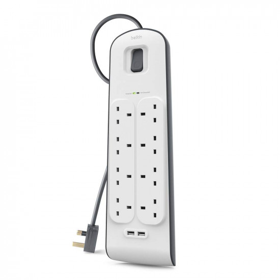 Belkin 8 Outlets 2M Surge Protection Strip with 2 USB Ports