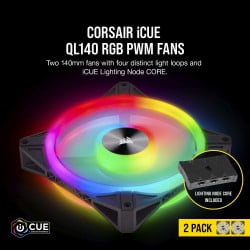 Corsair iCUE QL140 RGB 140mm PWM fan 2 pack - Black