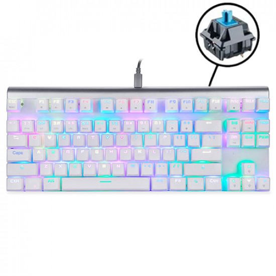 Motospeed CK101 Wired Mechanical RGB Gaming Keyboard [White] - Blue Switches