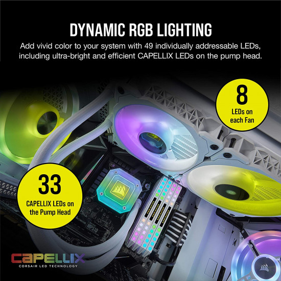Corsair iCUE H100i ELITE CAPELLIX Liquid CPU Cooler - White Corsair iCUE H100i ELITE CAPELLIX Liquid CPU Cooler - White