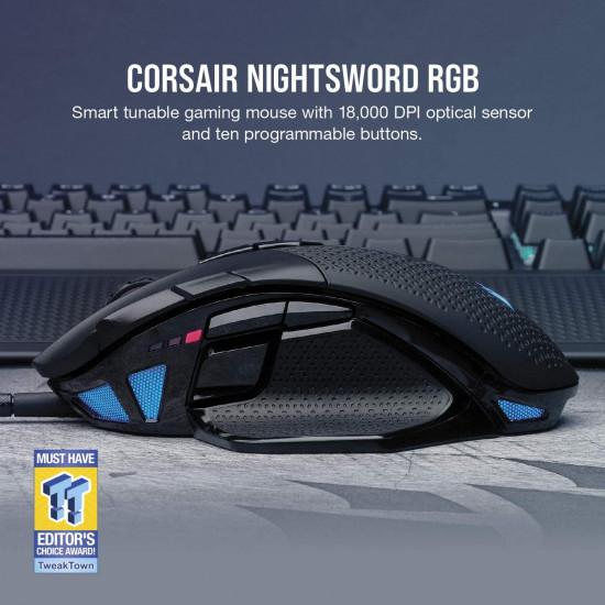 Corsair Nightsword RGB, Performance Tunable FPS/MOBA Gaming Mouse Corsair Nightsword RGB, Performance Tunable FPS/MOBA Gaming Mouse