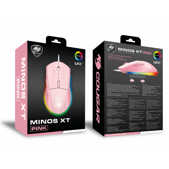 Cougar MINOS XT Gaming Mouse with RGB - Pink Cougar MINOS XT Gaming Mouse with RGB - Pink