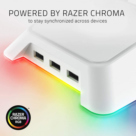 Razer Base Station Chroma Quartz, 3-port USB 3.0 Hub - White Razer Base Station Chroma Quartz, 3-port USB 3.0 Hub - White